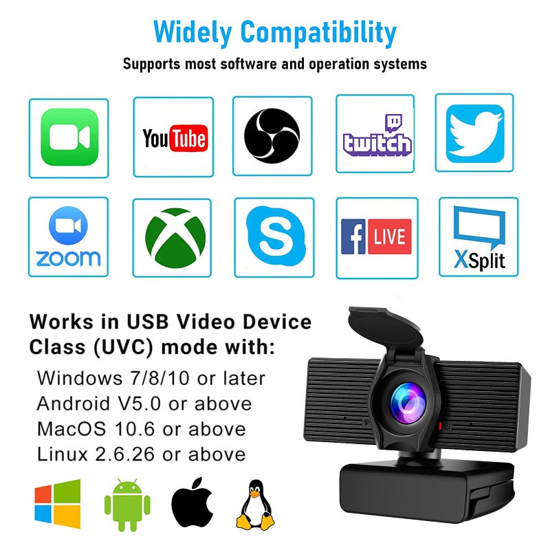 LITEPRO Webcam with Microphone & Privacy Cover, 1080P HD Web Computer Camera, USB Plug and Play Laptop PC Desktop Camera, Works with Zoom, Skype, Teams, Video Conferencing/Recording/Streaming - Image 5